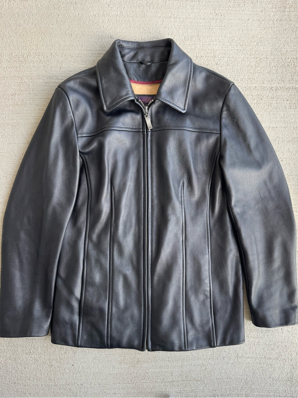 Wilson's Leather Black Leather Zip up fitted Jacket Women’s Small Streetwear